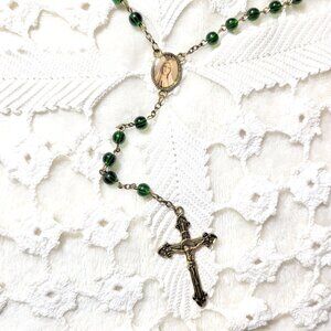 Lady of Fatima Emerald Green Vintage Rosary Prayer Beads I hope in Thee 2019